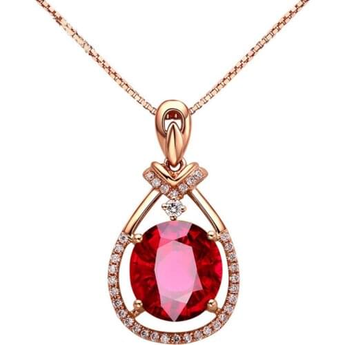 KOFSAC New Fashion 925 Sterling Silver Necklaces For Women Jewelry Zircon Red Water Drop Pendant Female Engagement Accessories