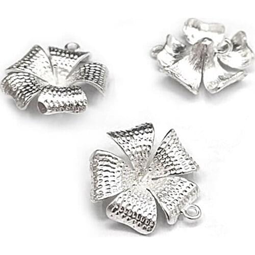 E175)10 pieces 16mm Matte Silver Color Brass Flowers Charms Pendants Diy Jewelry Findings Accessories Wholesale