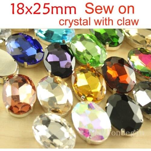 12pcs glass Rhinestone 25x18 Sew On Foiled Crystal Oval Fancy Gut Multi color~U choose