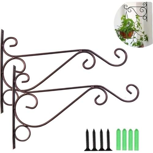 2Pcs Metal Plant Bracket Hanger Plants Wall Hanging Hook For Home Garden Planter Balcony Decoration Wall Planter Hanger Hooks