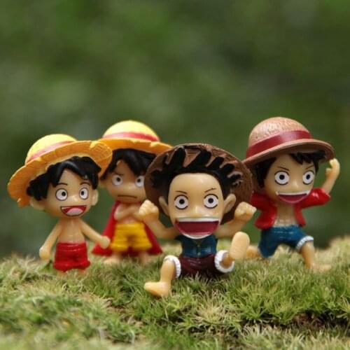 3cm Kids Classic Anime Monkey D Luffy Toy Animation 4pcs/set Model Action Figure Micro Landscape DIY Collectible Christmas Gift
