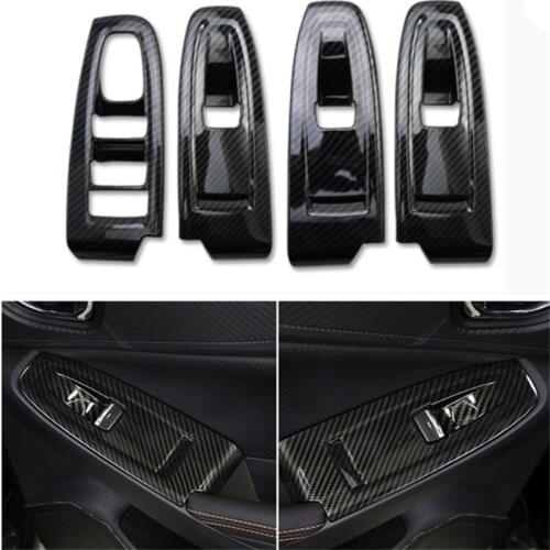 ABS Carbon Fiber Colour Car Interior Window Switch Panel Decoration Cover Trim For Subaru XV 2018 2019 Car Styling Accessories