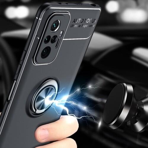 Car Magnetic magnet Case For Xiaomi Redmi Note 10 Pro Ring Holder Finger Grip Soft TPU Cover