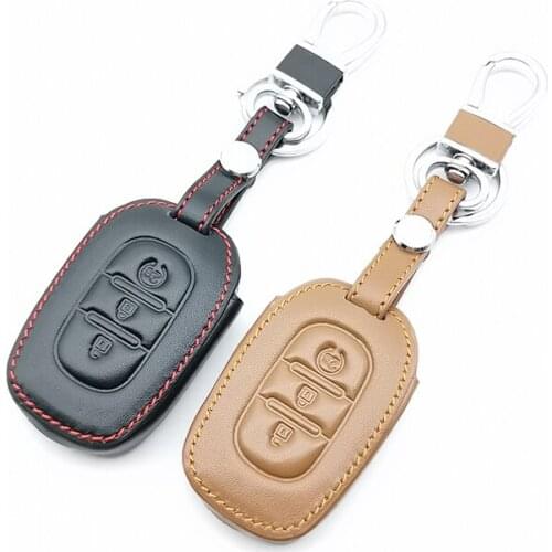 Soft Texture Leather 3 Buttons Remote Case Cover Fob Key For Renault Duster Logan Sandero Captur Clio Laguna Scen 2015 2016 2017