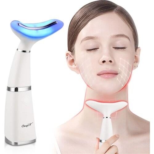 Electric Neck Massager Remove Double Chin LED Photon Therapy Face Care Lifting Vibration Skin Tighten Anti-Wrinkle Machine 50