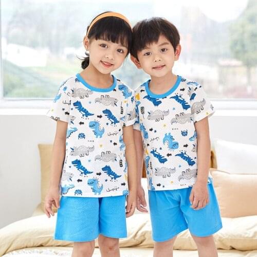 Kids Boys Sleepwear Summer Cotton Pajamas Sets Children Homewear for Boy Pyjamas Kids Nightwear 2-12Y Teenage Pijamas Clothes