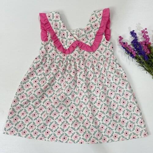 Kids Dresses For Toddler Baby Girl peter pan collar Summer floral Children Dress For Girls