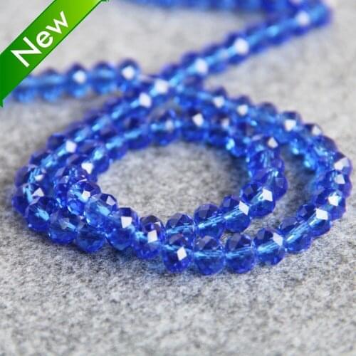 For Necklace 6x8mm Faceted Blue Chalcedony AB+ Colorful Glass Crystal Beads Stones Beads Loose 72pcs DIY Jewelry Making Design