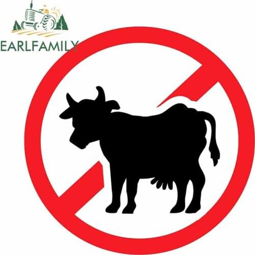 EARLFAMILY 13cm x 12.9cm For No Cow Sign Vinyl Graphic Car Stickers Personality Decal DIY Occlusion Scratch Waterproof Decor