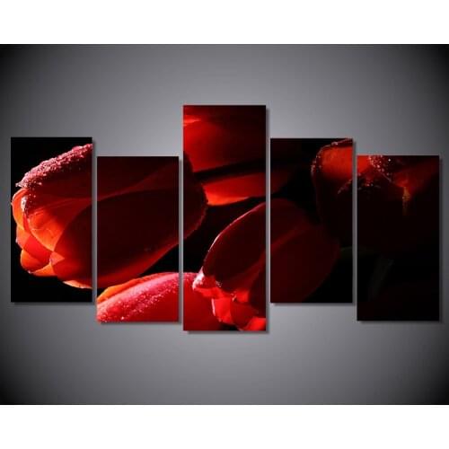 HD Printed tyulpany cvety krasnye makro Painting on canvas room decoration print poster picture canvas wholesale drop shipping