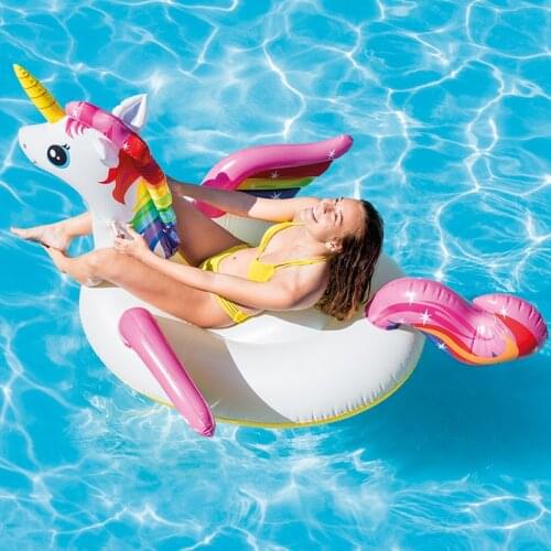 Intex Adult Water Riding Flamingo Swimming Circle Toy Children Unicorn Floating Row Swimming Pool Inflatable Floating Bed