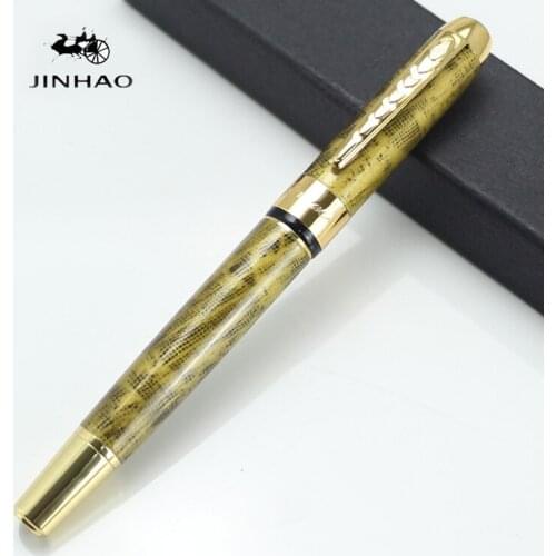 JINHAO250 Golden arts fringe student office writing pens rollerball pen 0.7mm point executive metal writing brand pens
