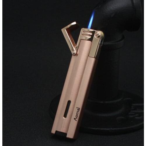 Compact jet type butane gas torch turbine lighter windproof metal inflatable lighter cigar cigarette lighter mens small accesso