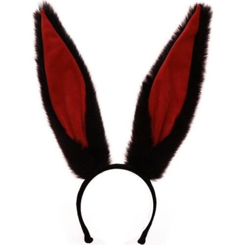 Fox Rabbit Ear Headband Cute Cosplay Masquerade Ball Plush Long Bunny Ears Halloween Role-playing Party Lady Girl Adult Children