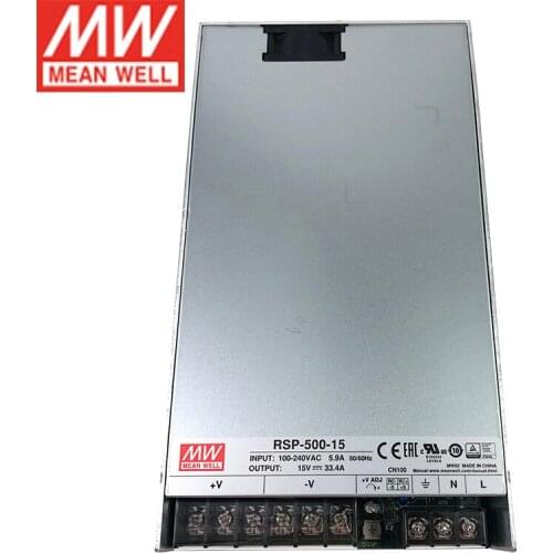 MEAN WELL RSP-500-15 Switching Power Supply 110V/220V AC to 15V DC 33.4A 500W Meanwell Transformer PFC LED display power supply