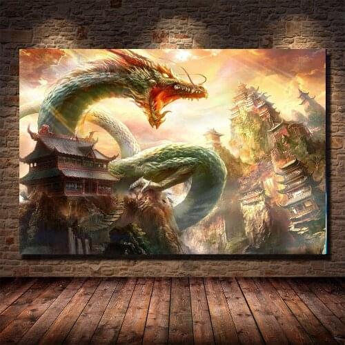 New Chinese Dragon Ancient Palace Diy Painting By Numbers Diy Canvas Acrylic Painting Hanging Wall Canvas Art Home decor 40x50cm