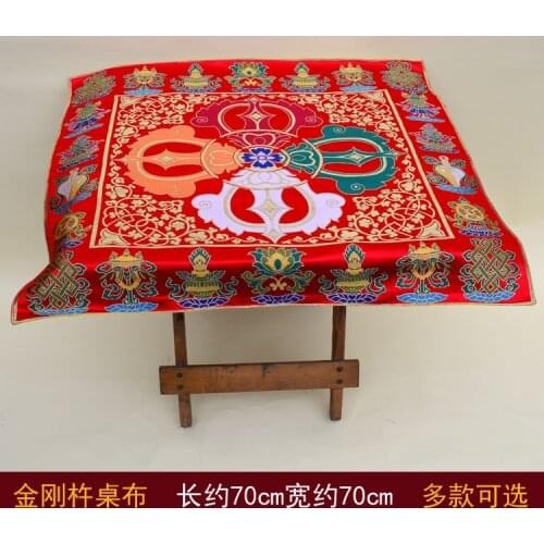 Wholesale Buddhist supplie Tibet family home Buddhism Temple eight Auspicious Embroidery Cross Vajra Altar Table cloth Deco