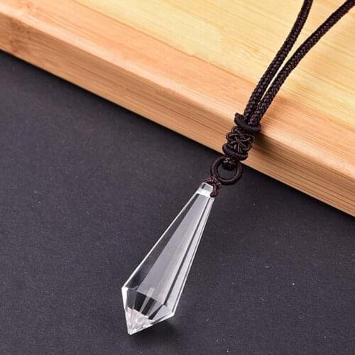 Natural Prism White Crystal Pendant Necklaces Manual Rope Lovers' Necklace Fashion Jewelry For Gift Dropship