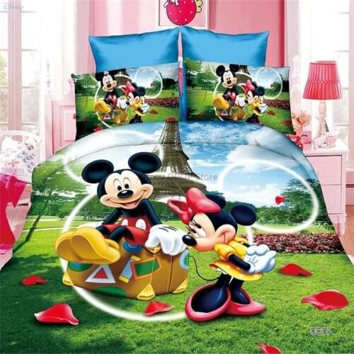 Mickey Mouse Couples Duvet Cover Bed Sheet Pillowcase Frozen Anna Elsa Captain America Spider Man Disney Princess Bedding Sets