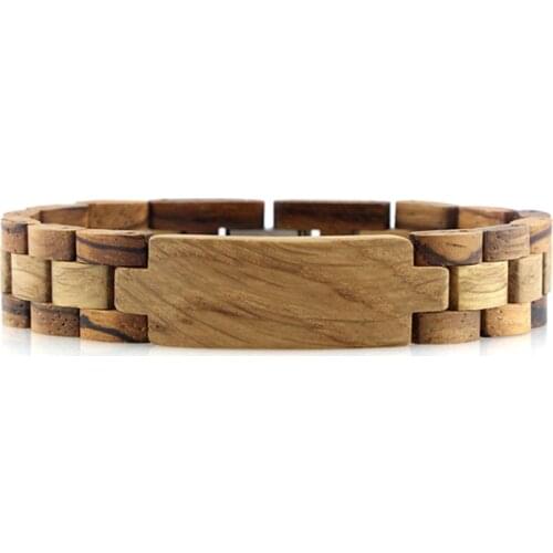 Dropshipping mens brazilian fashion wood bracelet bangle personalized blank plain all zebra oak wooden wrist pulceras