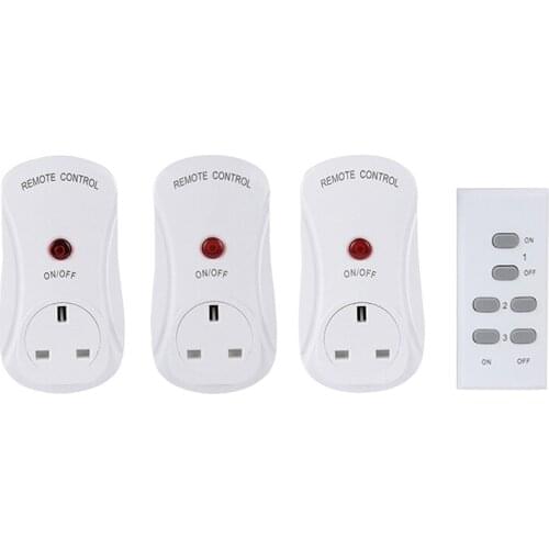 ESPLENTY Remote Control Switch Smart Wireless Light Switch UK Plug (3 Socket+1 Remote)