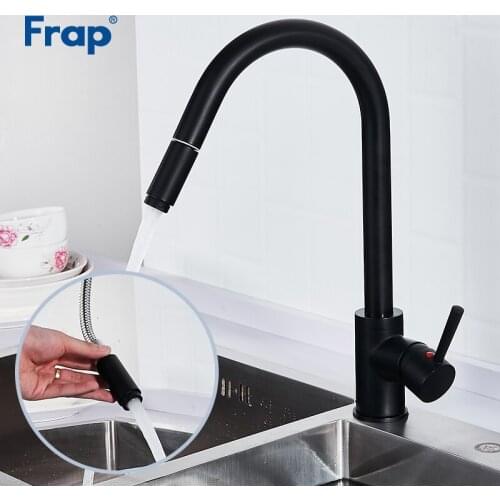 Frap Brass Kitchen Faucet Black Oil Brush Sink Mixer Tap 360 Degree Rotation Pull Out Mixer Kitchen Taps Torneira Y40070-1