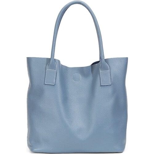 Travel Companion Bucket Bag Commuter High Capacity Women Bags Genuine Soft Cowhide Shoulder Lady Tote Bag Magnetic Buckle