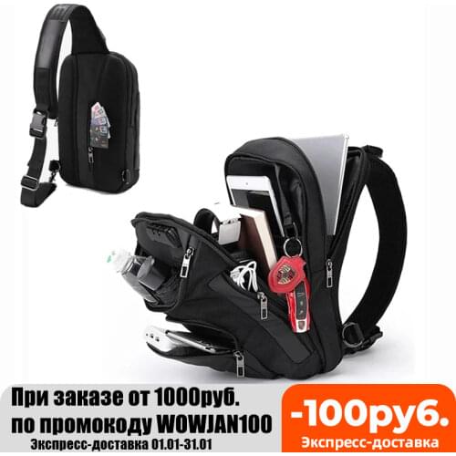 SUUTOOP Mens Multifunction Waterproof Shoulder Bag OXford Cross Body Sling Chest Bags Casual Travel Crossbody Pack For Male