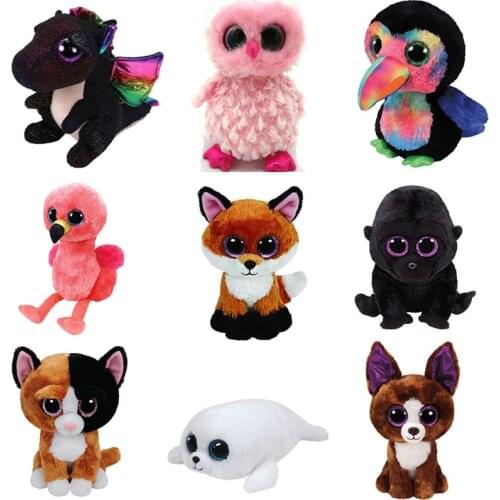 Ty Big Eyes Unicorn Penguin Giraffe Pig Plush Stuffed Animal Collectible Doll Owl Fox Toy Christmas Birthday Gift 15cm