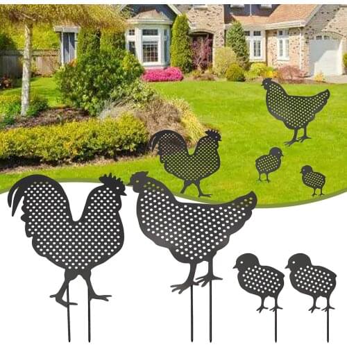 Garden Decoration Stakes Outdoor Garden Backyard Lawn Stakes Metal Hen Yard Decora Acrylic Chicken Art Craft Ornaments Gift