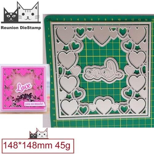 New Design Craft Metal Die Cuts Heart Shape Love Background Frame Cutting Die Scrapbook Album DIY Paper Card Embossing Stencils