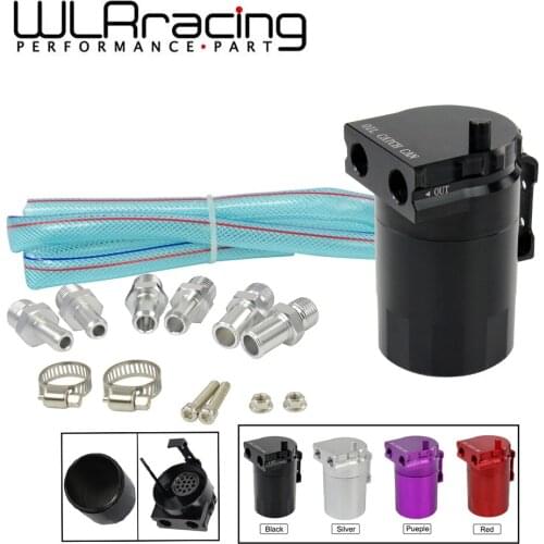 WLR - Universal Black Baffled Aluminum Oil Catch Tank Can Reservoir Tank with 11mm/13mm/15mm Fittings and Oil dipstick WLR-TK63