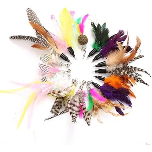 15PCS Replacement Cat Toy Funny Fake Feather Cat Wand Refill Cat Teaser Refill Juguetes Para Gatos Pet Supplies