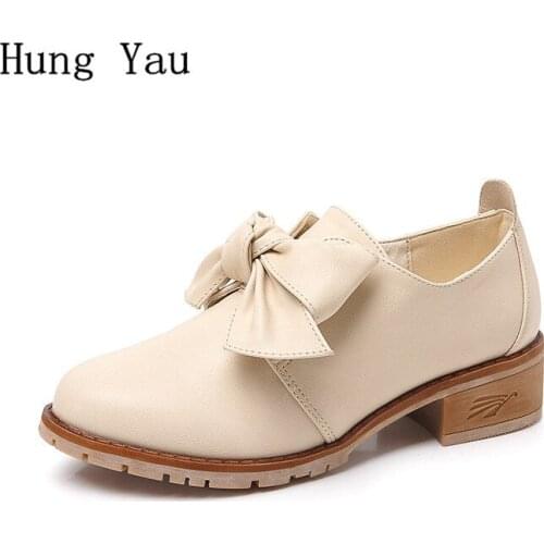 Women Flats Slip On Casual Shoes 2018 Autumn Fashion Butterfly-knot Round Toe New Comfortable Work Loafers Plus Size 34-43