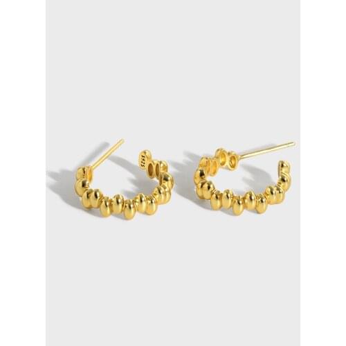 SHANICE 100% 925 Sterling Silver Stud Earrings for Women Gift design minimalist all-matched temperament geometric peas Earrings