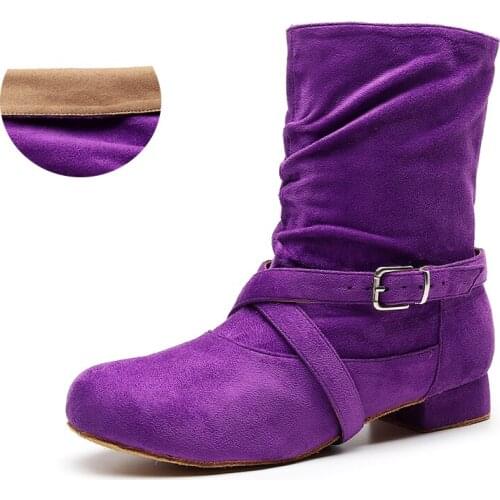 Woman High Top Latin Dance Shoes for Girls Soft Bottom Ballroom Latino Shoes for Dancing Girls Square Heel 2.5 Cm Dance Booties