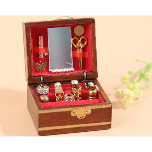 1pc 1:12 Mini Jewelry Box Model Dollhouse Miniatures Children DIY Miniatures Doll House Furniture Toy Accessories