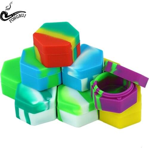 1pcs hexagon silicone Wax container for Oil Wax Silicone Storage Oil Box Container jar Nonstick container Wax