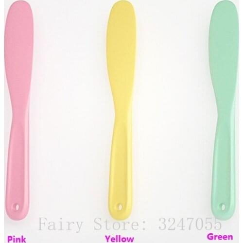 100pcs Macaron Facial Mask Spoon,Cosmetic Spatula Plastic DIY Pink/Yellow/Green Facial Mask Spatulas Spoon Stick Makeup Tools