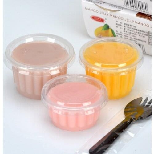 100pcs Disposable plastic yogurt pudding cup transparent tasting cup sauce jelly takeaway packaging cups with lid