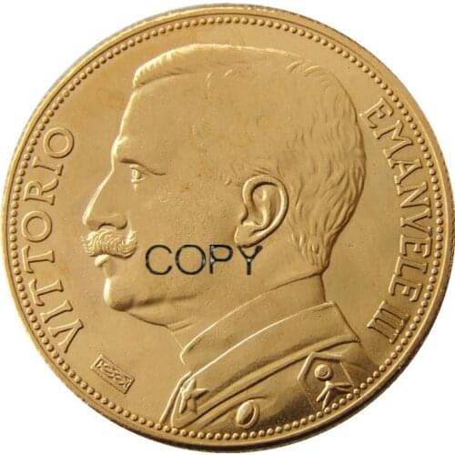 1910 Italy 100 Lire Gold Plated Copy Decorate Coin