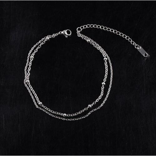 2pcs 316L Stainless Steel Double Layer Satellite Beaded Ball Adjustable Chain Fit Women DIY Charm Bracelets Jewelry Making Craft