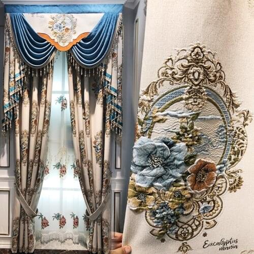 American European Chenille thickened Curtains For Living Dining Room Bedroom Modern Boutique Bedroom Living Room Curtain Screens