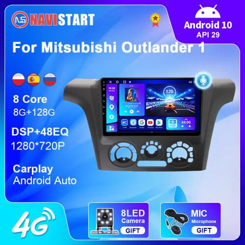 Android 10 2 Din Head Unit 4G WiFi Car Radio Stereo GPS Navigation Multimedia Player For Mitsubishi Outlander 1 2002-2008 No DVD