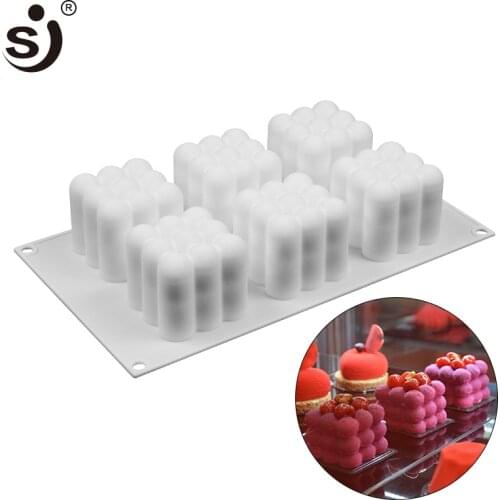 Big 3D Cherry Mould Thick Silicone Cakes Baking Mousse Square Bubble DIY Oven Safe Non-stick Brownie Dessert Molds Cake Tray