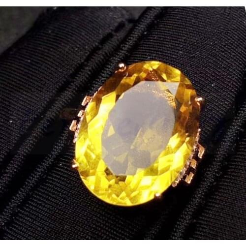 Natural real citrine oval big ring Per jewelry 925 sterling silver 12*16mm 9.5ct gemstone Fine jewelry J211303