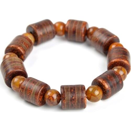 Tibetan Style Buddhist Prayer Beaded Bracelet Carve Tibetan Tianzhu Beads Mala Bracelet Rosary Bangle Jade Jewelry