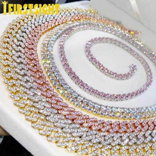 Iced Out Bling AAAA Zircon 5mm Tennis Chain Necklace Women Man Hip Hop Fashio Jewelry Gold Silver Color Pink CZ Choker Necklaces