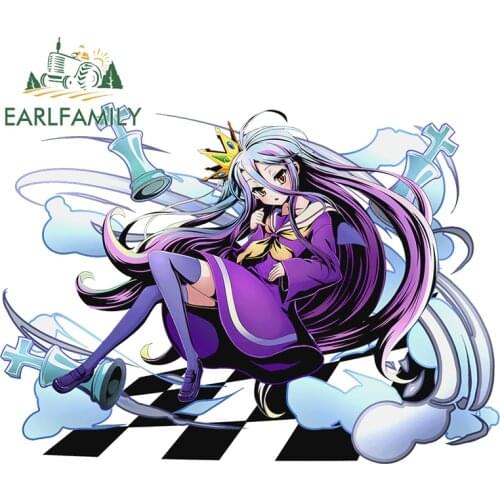 EARLFAMILY 13cm X 9.4cm for Shiro No Game No Life Car Stickers DIY Motorcycle Vinyl Material Fashion Occlusion Scratch VAN Decal
