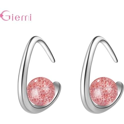 Elegant Simple 925 Sterling Silver Strawberry Crystal Moonstone Hook Earrings for Women Girl Fashion Jewelry Oorbellen